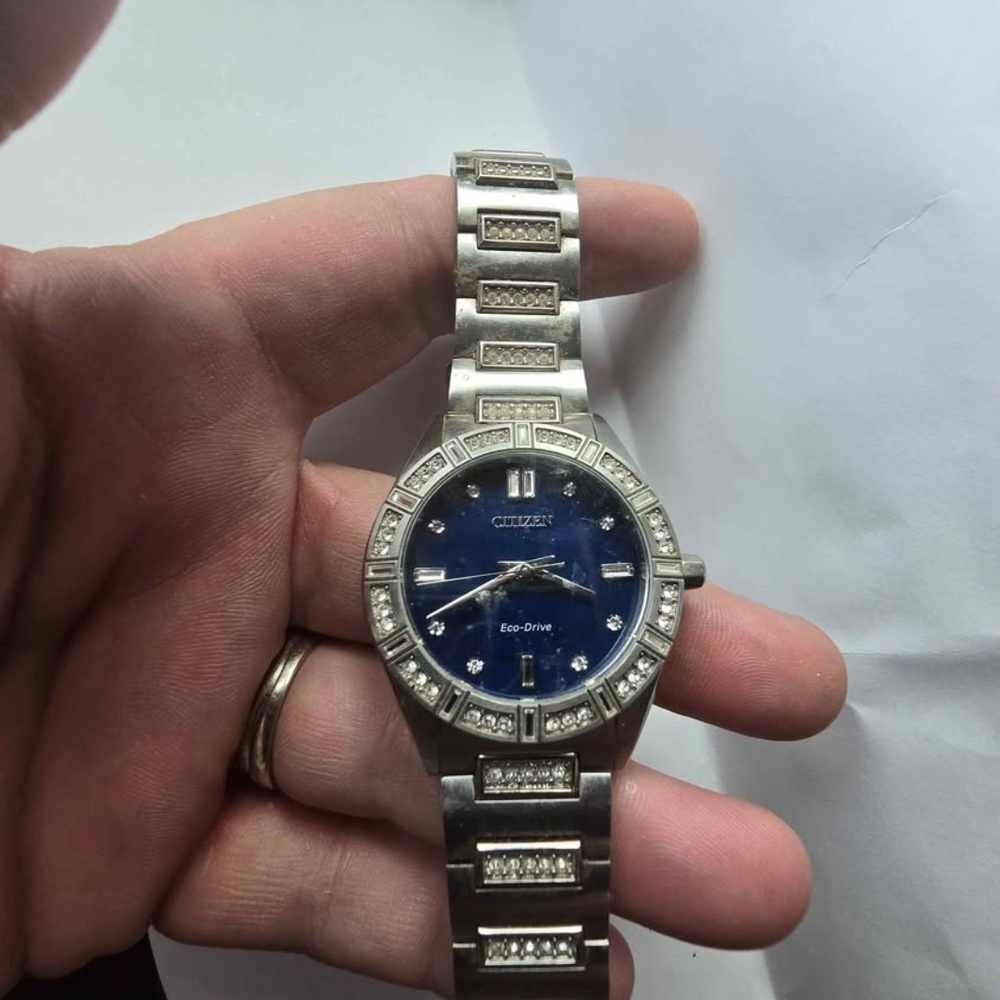 Citizen Eco-Drive Silver Watch with Blue Dial